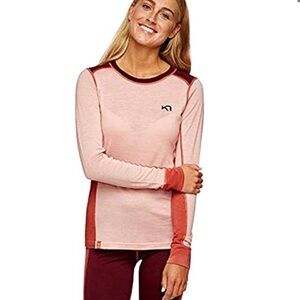 Kari Traa Tikse Long-Sleeve Wool shirt performance baselayer size XL peach pink